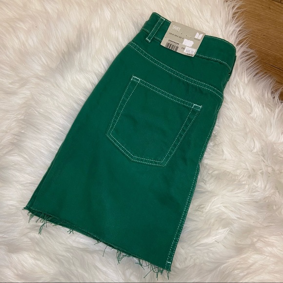 TOPSHOP Moto Green Jean Mini Skirt - Picture 5 of 11